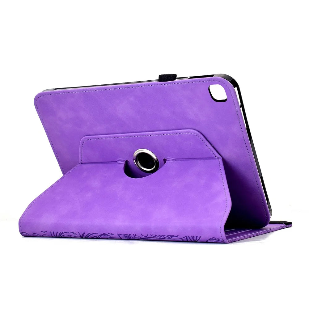 Leather Case for iPad 10.2 (2020) / (2019) / iPad Air 10.5 inch (2019) / Pro 10.5-inch (2017) Card Slots Rotary Stand Mandala Flower Tablet Cover - Light Purple - 3