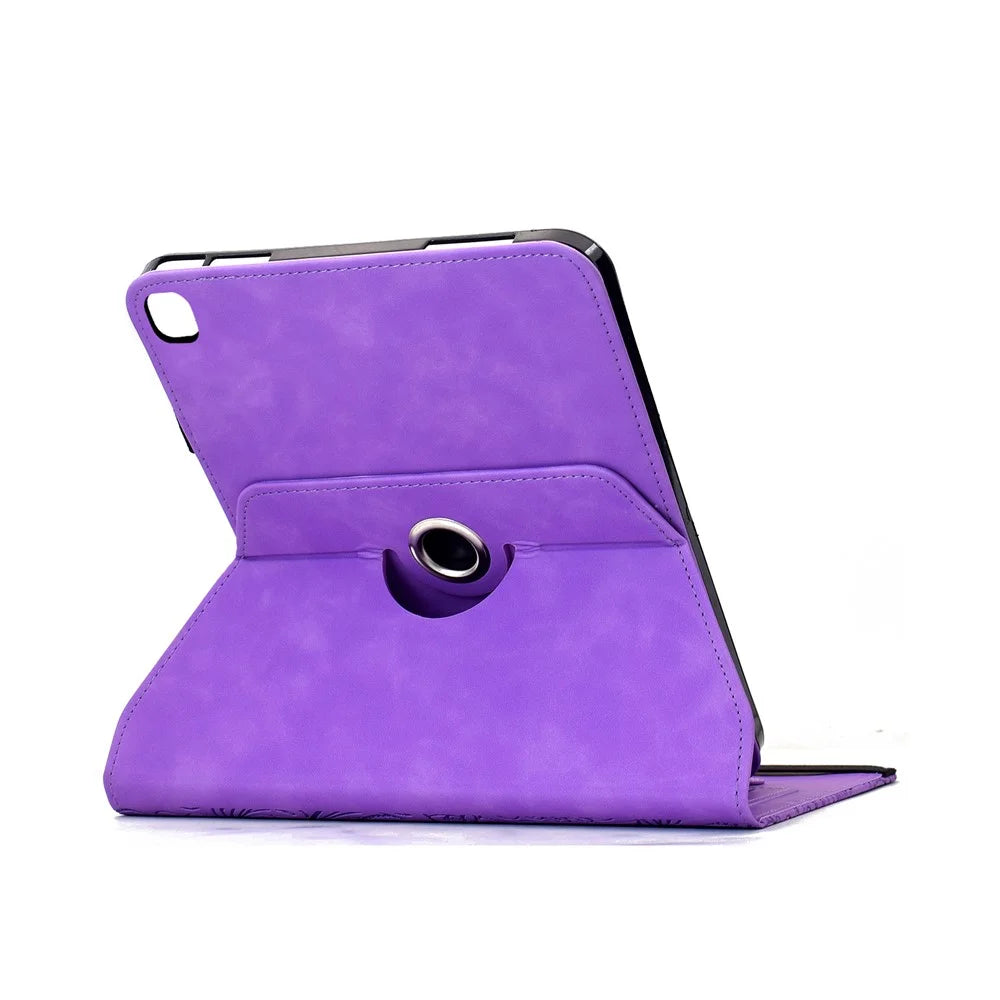 Leather Case for iPad 10.2 (2020) / (2019) / iPad Air 10.5 inch (2019) / Pro 10.5-inch (2017) Card Slots Rotary Stand Mandala Flower Tablet Cover - Light Purple - 4