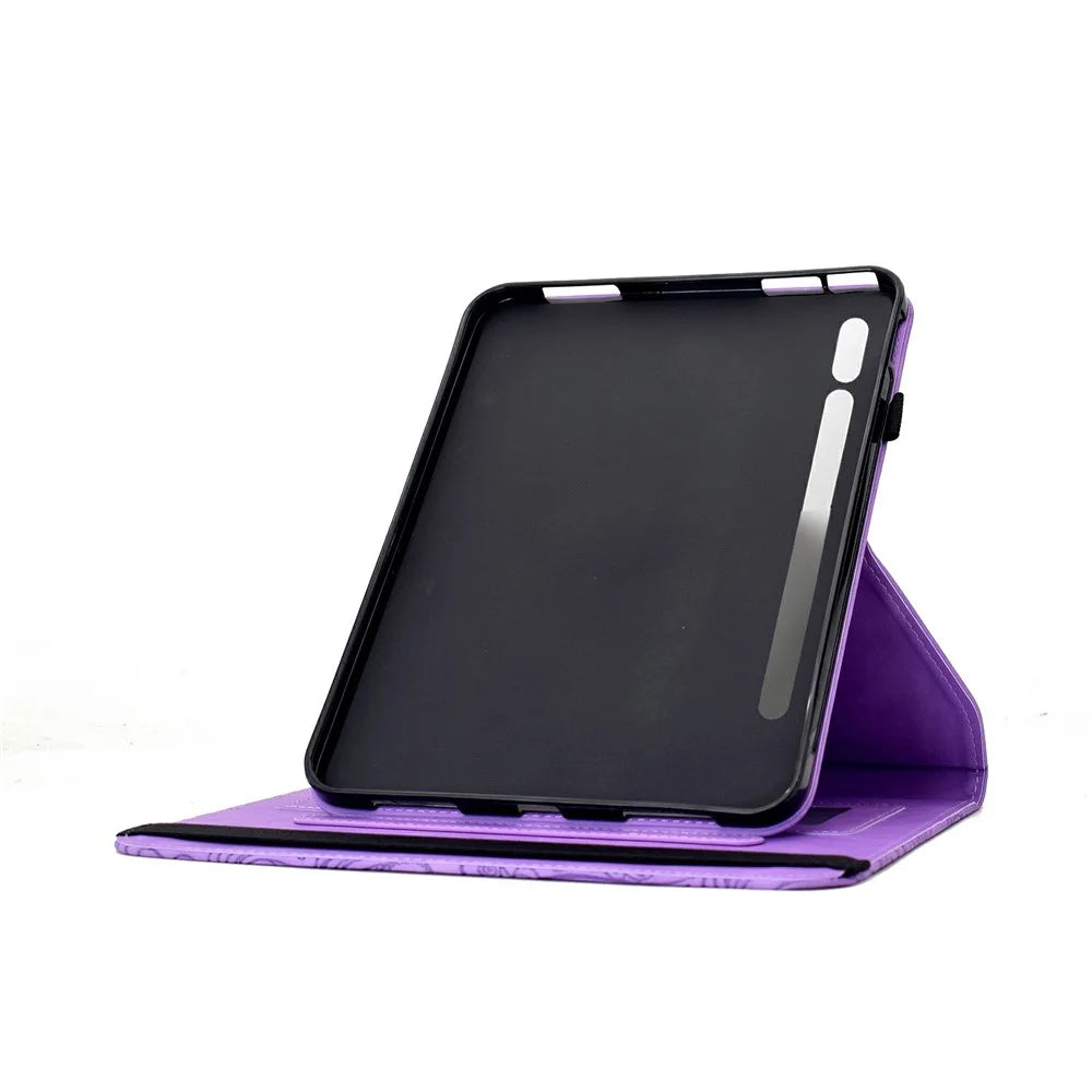 Leather Case for Samsung Galaxy Tab S10 FE / S9 FE / S9 Card Slots Rotary Stand Mandala Flower Tablet Cover - Light Purple - 5