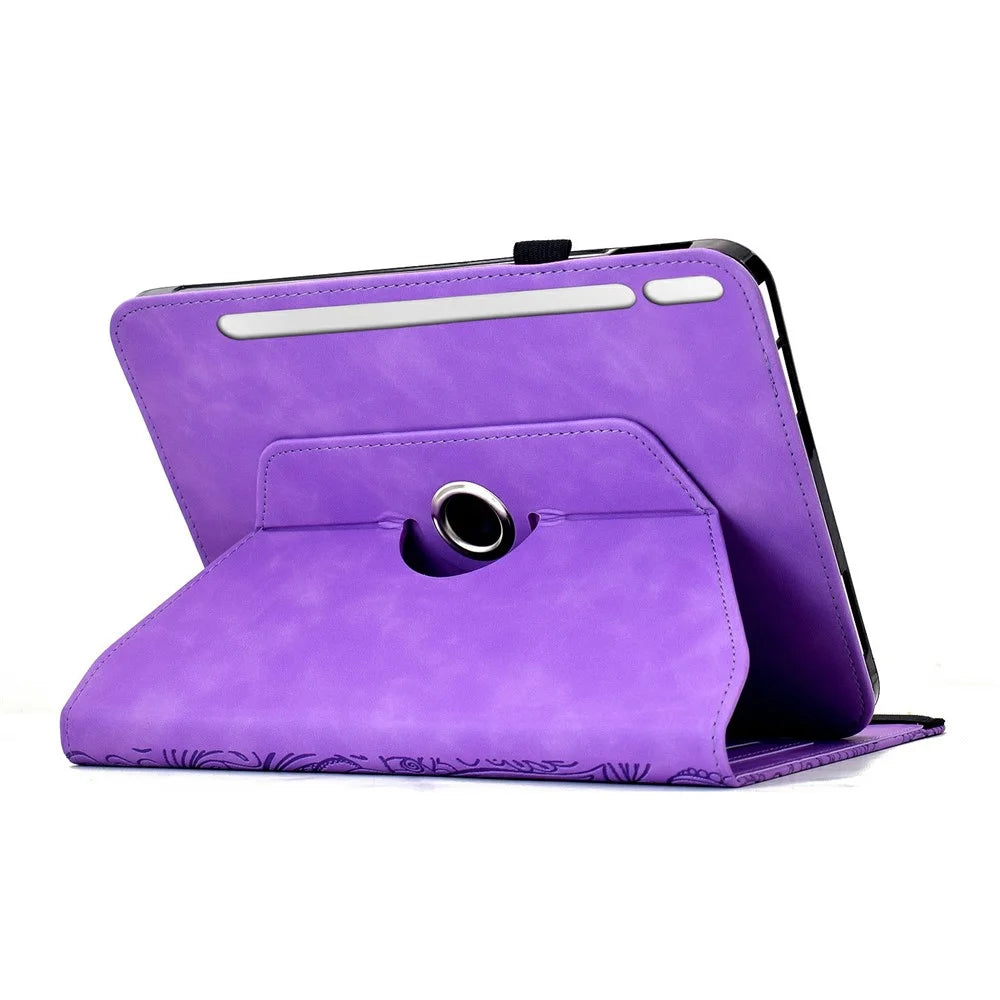For Samsung Galaxy Tab S11 Leather Case Card Slots Rotary Stand Mandala Flower Tablet Cover - Light Purple - 3