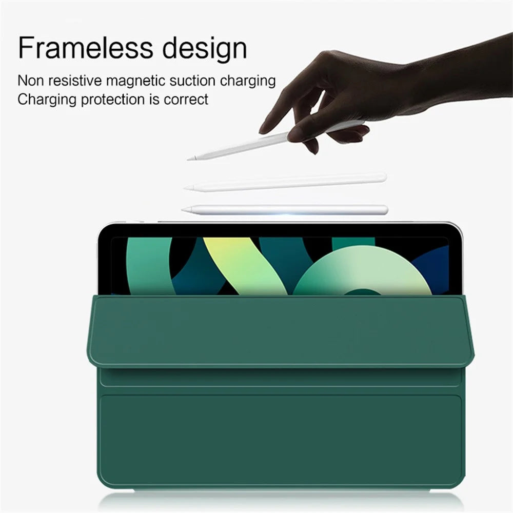 For iPad Air (2022) / (2020) Tri-Fold Stand Case PU Leather + TPU Tablet Cover - Green - 5