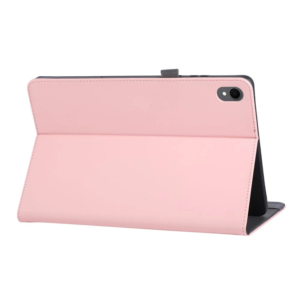 For Samsung Galaxy Tab S11 Case Foldable Stand Leather Tablet Cover with Handheld Wristband - Pink - 4