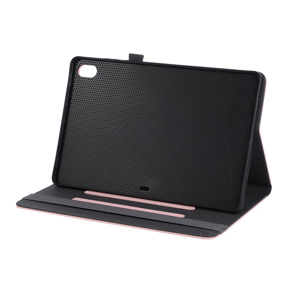 For Samsung Galaxy Tab S11 Case Foldable Stand Leather Tablet Cover with Handheld Wristband - Pink - 6