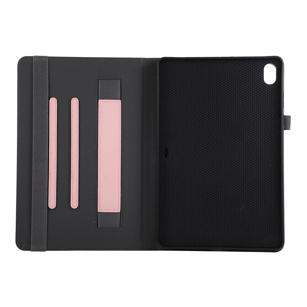 For Samsung Galaxy Tab S11 Case Foldable Stand Leather Tablet Cover with Handheld Wristband - Pink - 7