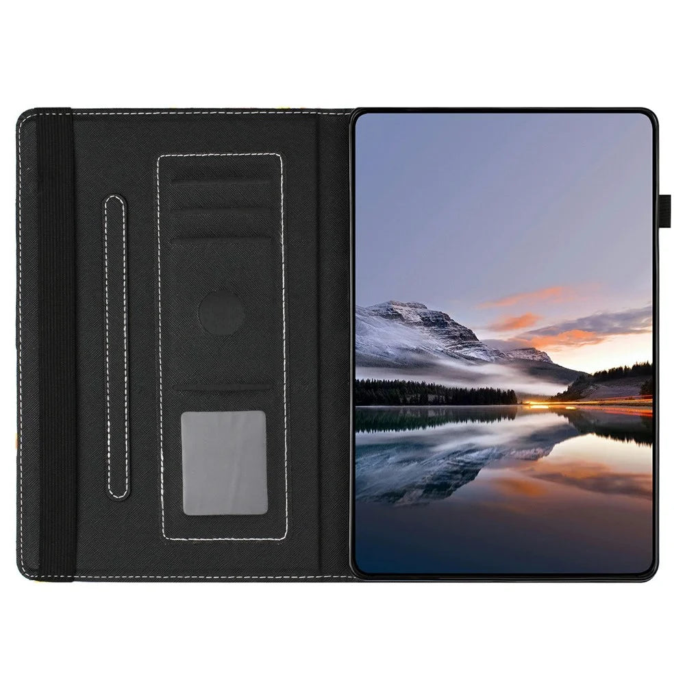 Litchi Grain Painting Leather Case for Lenovo Tab M9 TB-310FU Card Slot Tablet Cover with Auto Wake  /  Sleep - Flower - 2