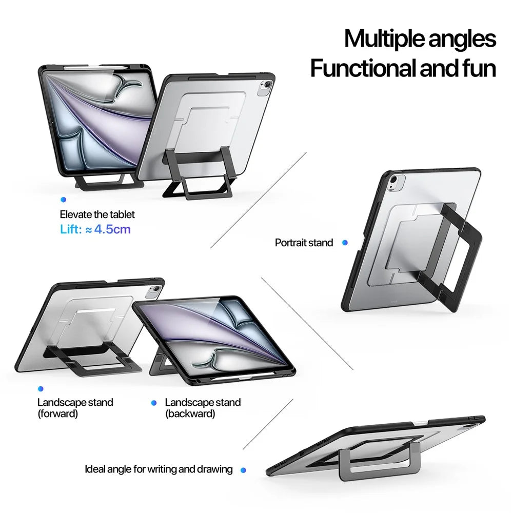 DUX DUCIS For iPad Air 13 (2026) / (2025) / (2024) Tablet Case  Axis Series Tablet Case with Kickstand PC + TPU Shockproof Protective Cover - Black - 4