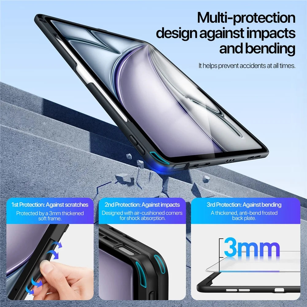 DUX DUCIS For iPad Air 13 (2026) / (2025) / (2024) Tablet Case  Axis Series Tablet Case with Kickstand PC + TPU Shockproof Protective Cover - Black - 6