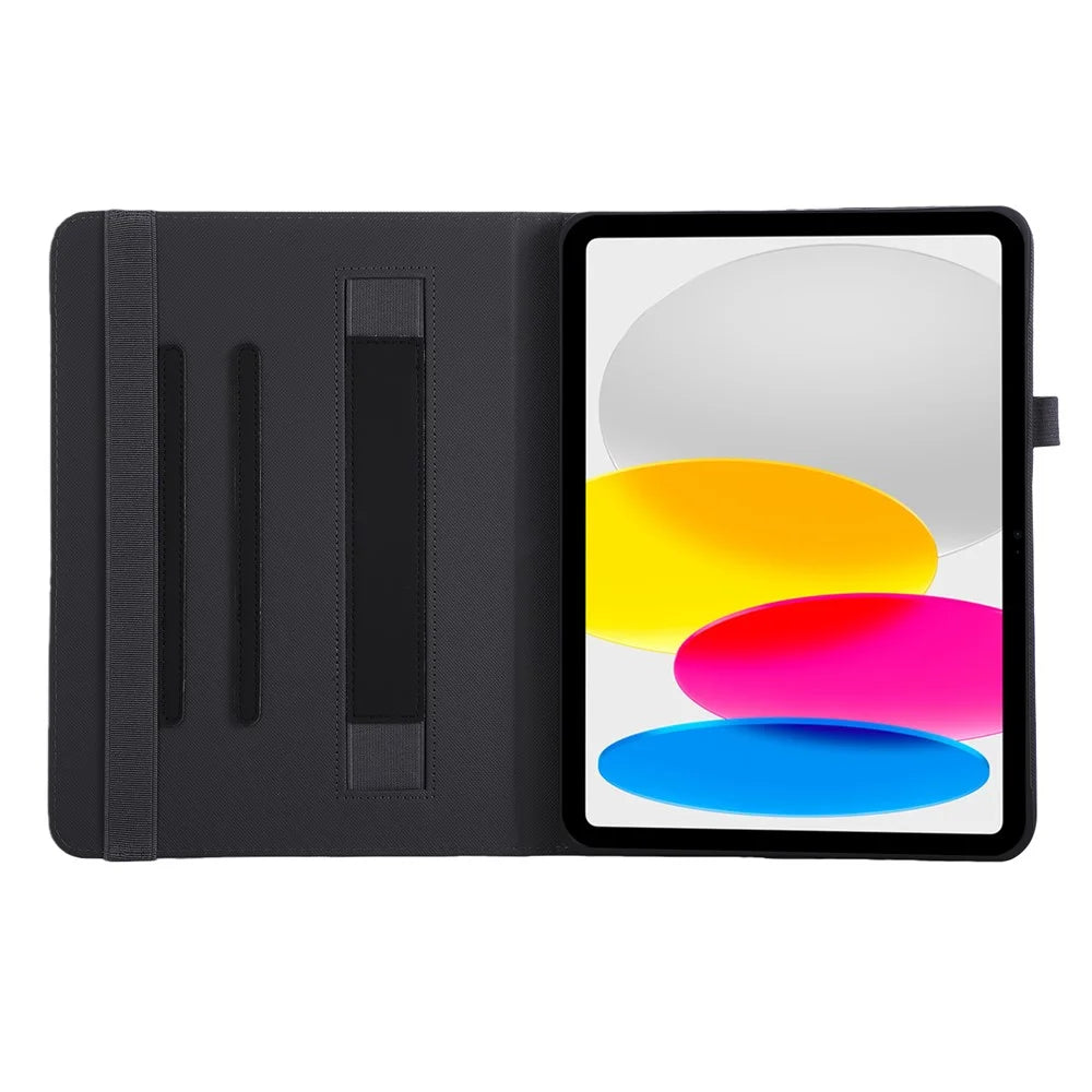 Tablet Case For iPad Air 13 (2026) / (2025) / (2024) / Pro 12.9 (2022) / (2021) / (2020) Foldable Stand Leather Cover with Handheld Wristband - Black - 2