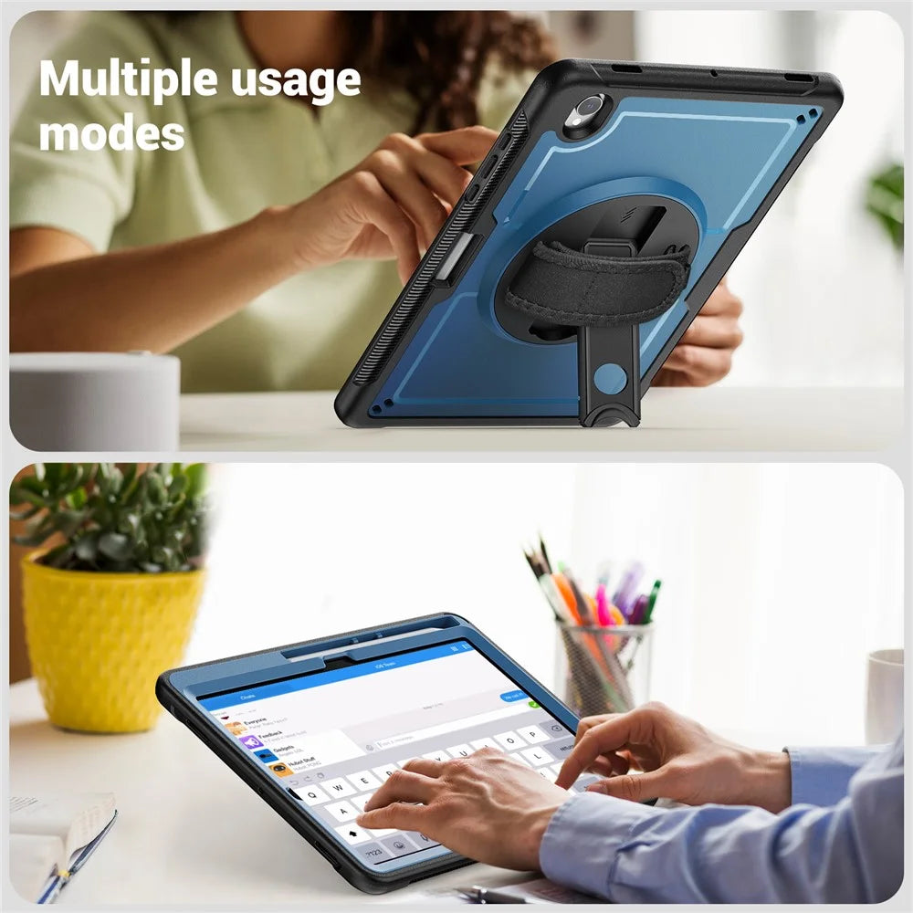 Tablet Case For Samsung Galaxy Tab S11 Kickstand PC + TPU Cover with Hand Strap - Navy Blue - 6