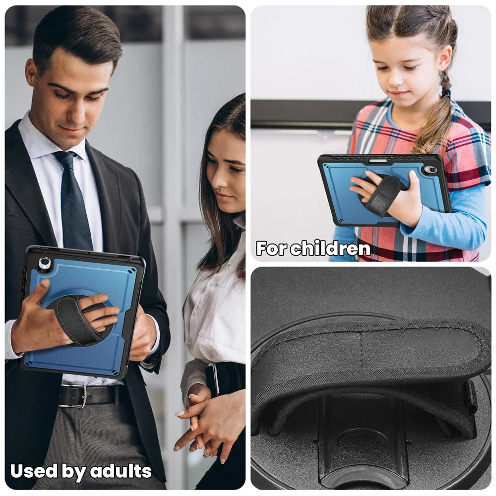 Tablet Case For Samsung Galaxy Tab S11 Kickstand PC + TPU Cover with Hand Strap - Navy Blue - 7