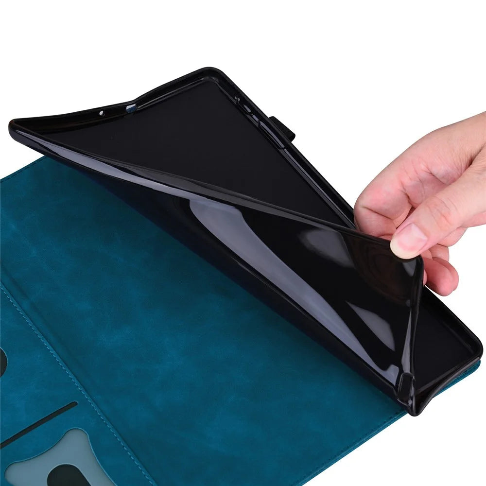 For Samsung Galaxy Tab S11 Case PU Leather Protective Folio Cover with Card Holder - Blue - 5