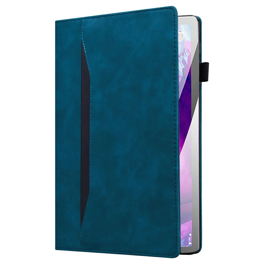 For Samsung Galaxy Tab S11 Case PU Leather Protective Folio Cover with Card Holder - Blue - 7