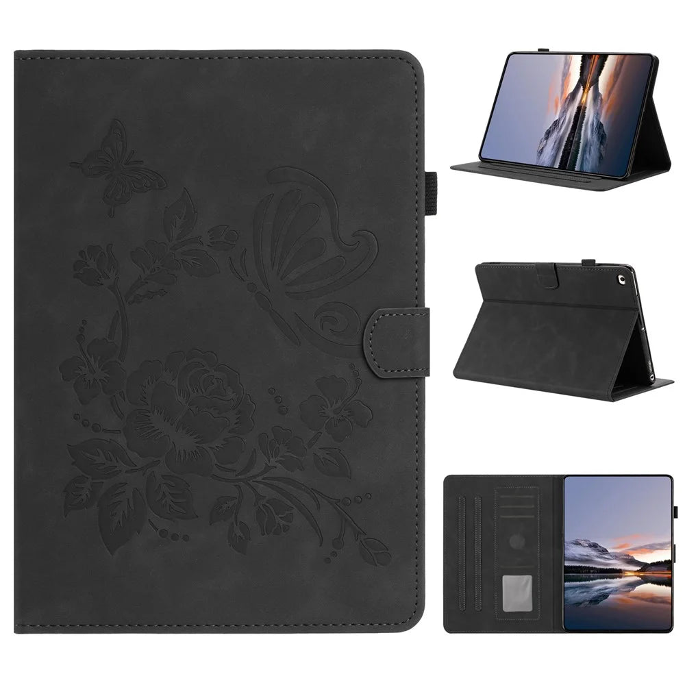 Tablet Case For iPad mini (2019) 7.9 inch / mini 4 / mini 3 / Mini 2 / Mini Card Holder Stand Butterfly Floral Imprinted Leather Cover - Black - 1