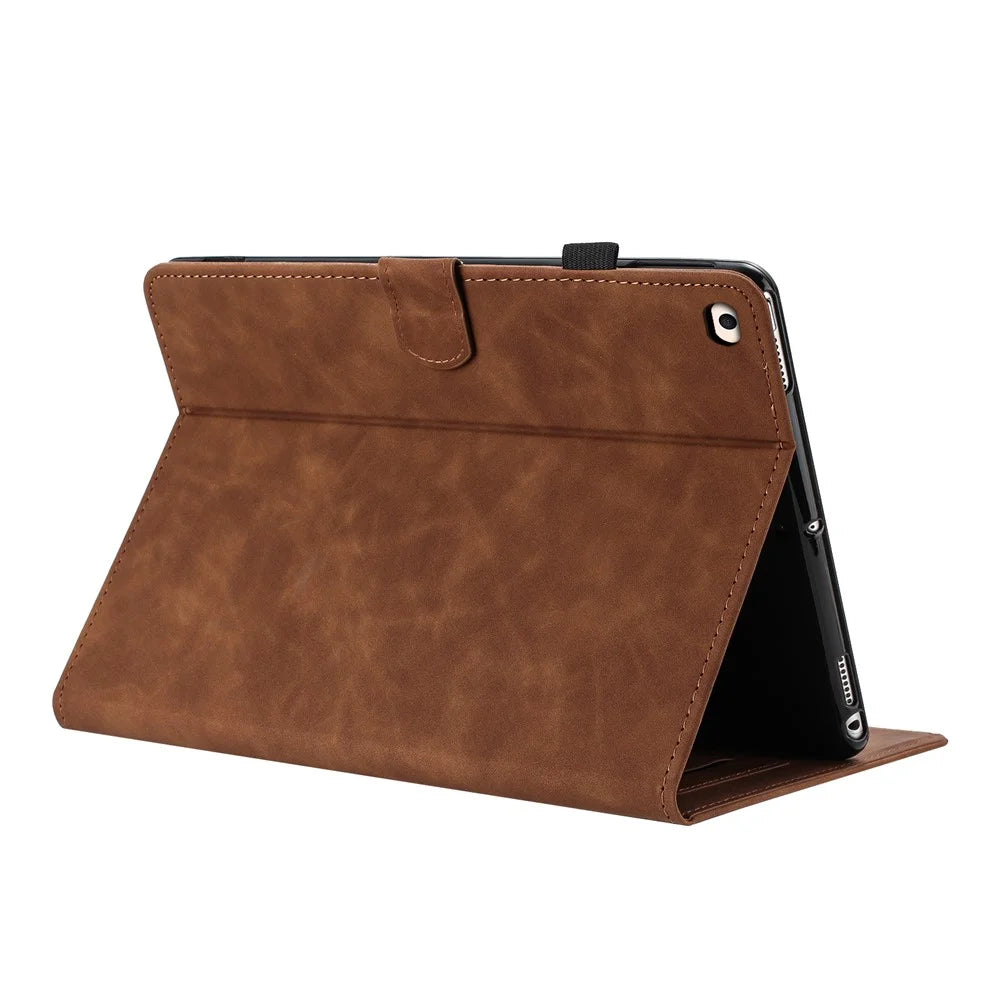 Tablet Case For iPad 9.7-inch (2018) / (2017) / Air 2 / Air (2013) Card Holder Stand Butterfly Floral Imprinted Leather Cover - Brown - 2