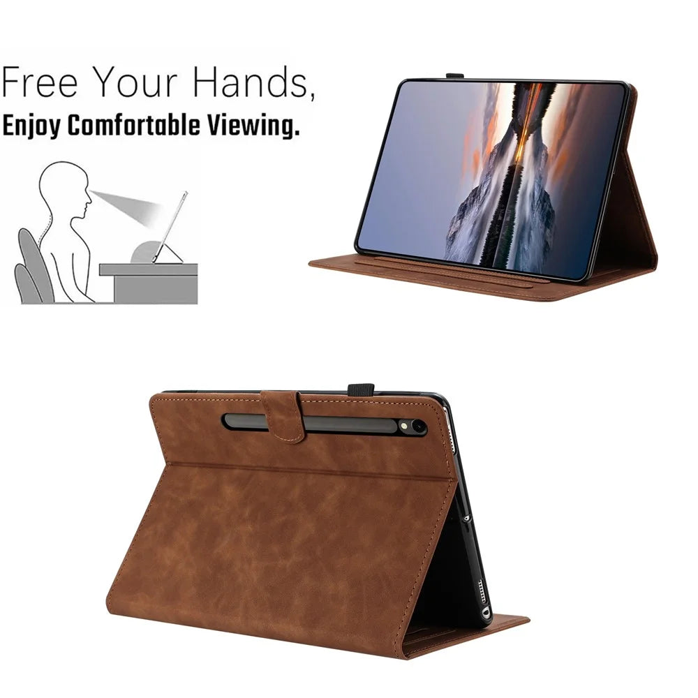 For Samsung Galaxy Tab S10 FE+ Case Card Holder Stand Butterfly Floral Imprinted Leather Tablet Cover - Brown - 6