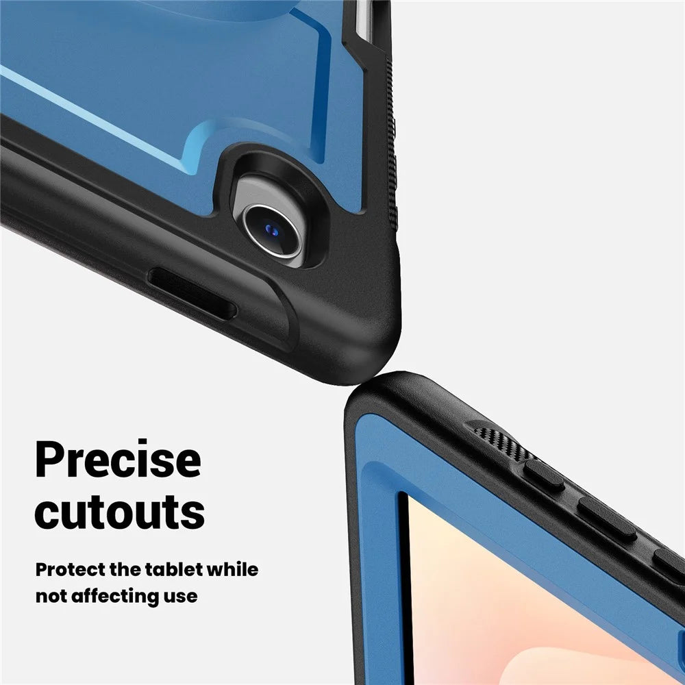 For Samsung Galaxy Tab S10 Lite Case PC + TPE Tablet Cover with Hand Strap and Shoulder Strap - Navy Blue - 2