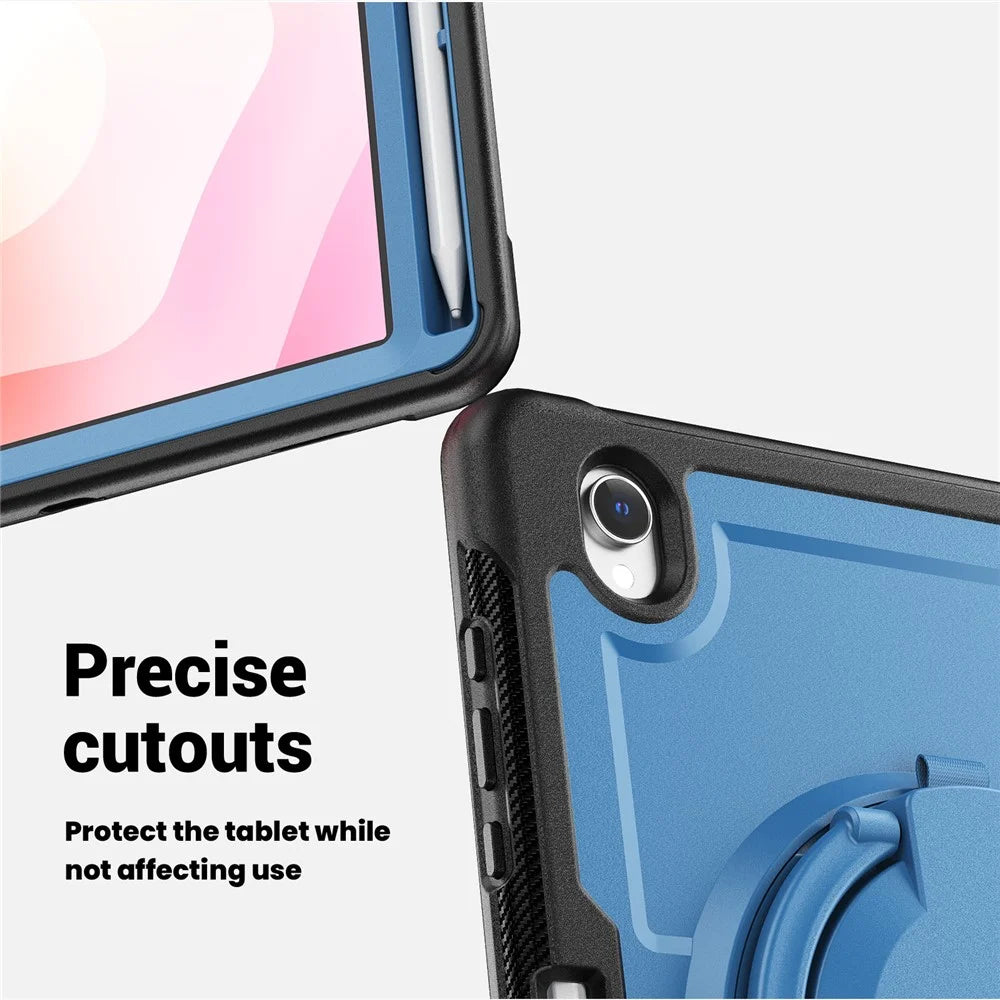 For Samsung Galaxy Tab S11 Case Rotating Kickstand PC + TPU Shockproof Tablet Cover - Navy Blue - 3