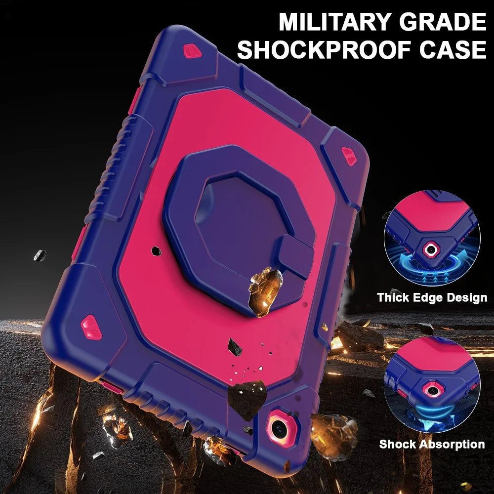 For Samsung Galaxy Tab A11+  /  A9+ Case Hand Grip Kickstand Shockproof Silicone + PC Tablet Cover with Pen Slot - Rose  /  Navy Blue - 3
