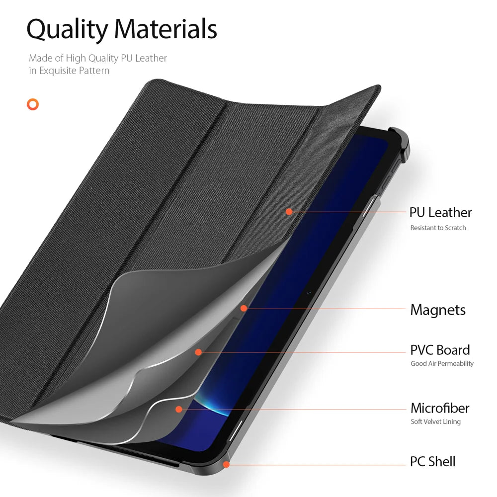 DUX DUCIS For OnePlus Pad Go 2 Case  Domo Series Tri-fold Stand PU Leather Tablet Cover - Black - 5