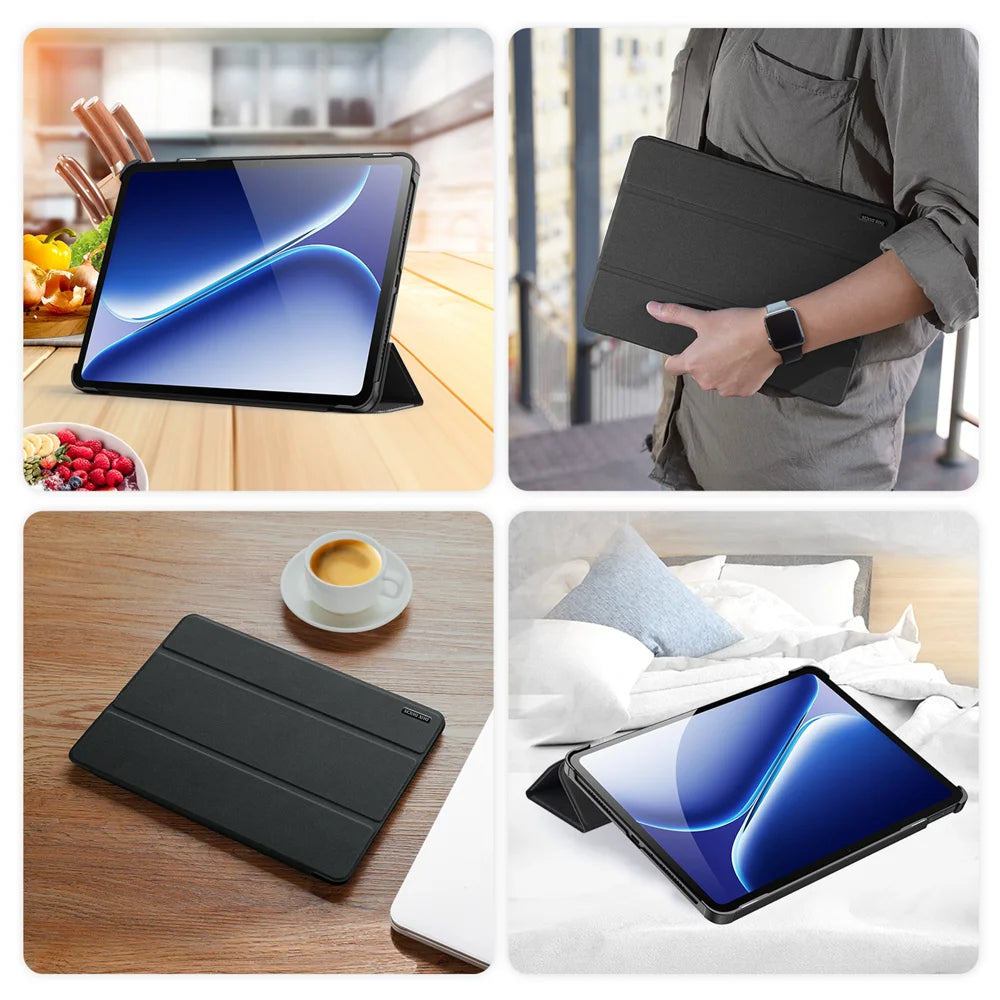 DUX DUCIS For OnePlus Pad Go 2 Case  Domo Series Tri-fold Stand PU Leather Tablet Cover - Black - 7