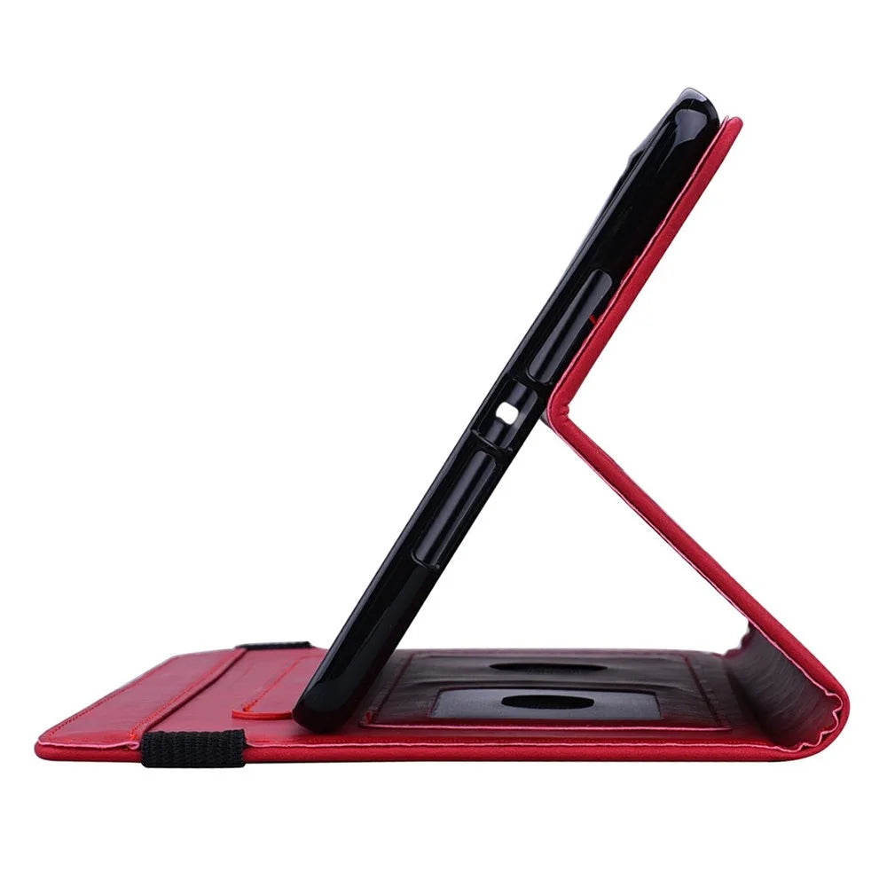 Tablet Case For iPad Air 11 (2026) / (2025) / (2024) / Air (2022) / (2020) / Pro 11 (2021) / (2020) / (2018) Imprinting Calf Leather Flower Pattern Stand Cover Shell with Pen Holder Strap - Red - 5