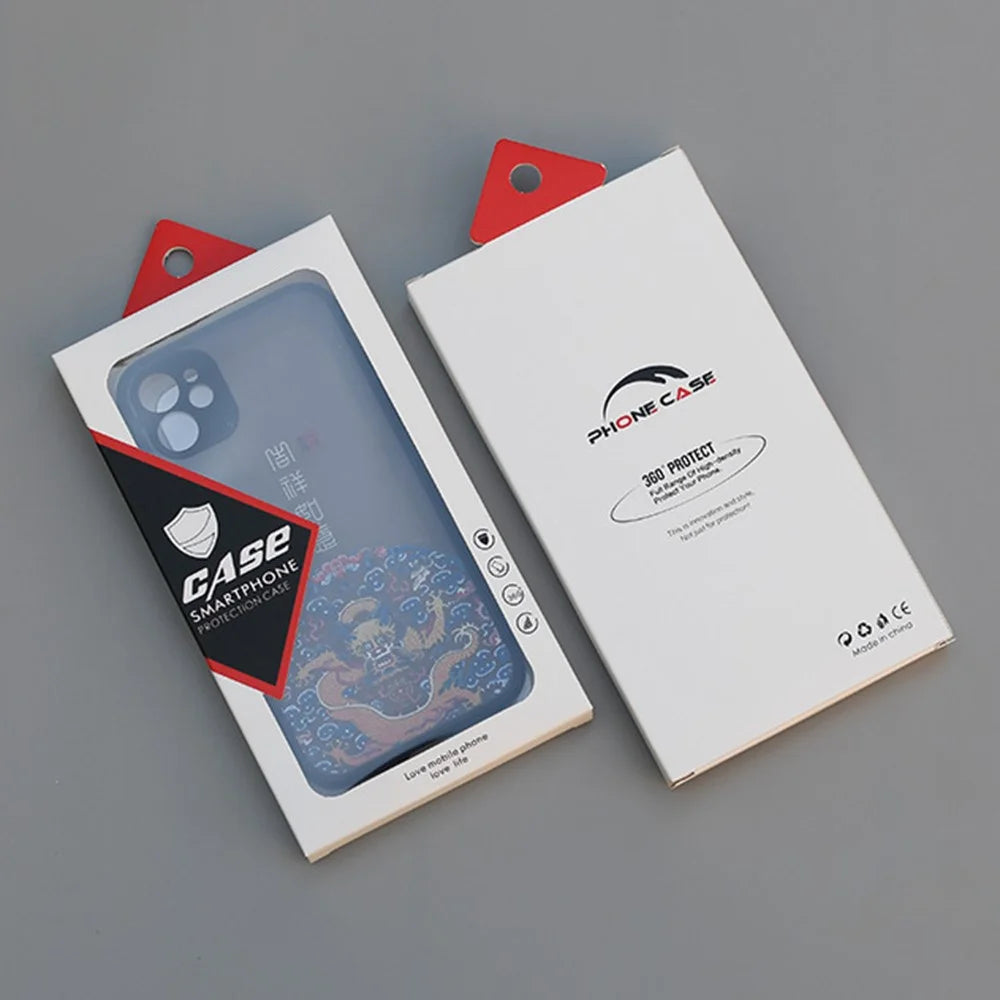 18.2 x 10 x 1.5cm Phone Case Packaging Box Cardboard Retail Display Box with Blister Inner Tray - Black / Red - 2