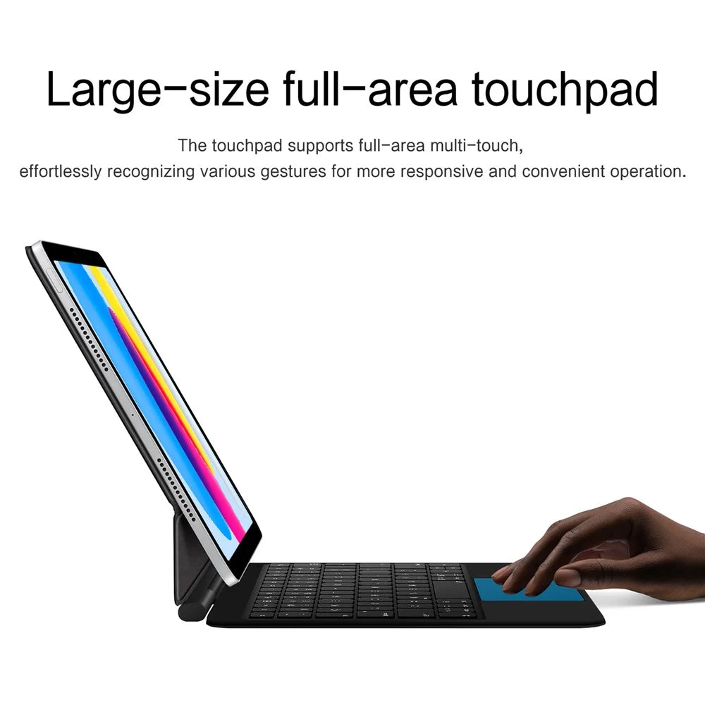 For iPad (2025) / iPad 10.9 (2022) Leather Case Magnetic Floating Bluetooth-compatible Keyboard with Touchpad - Black - 5