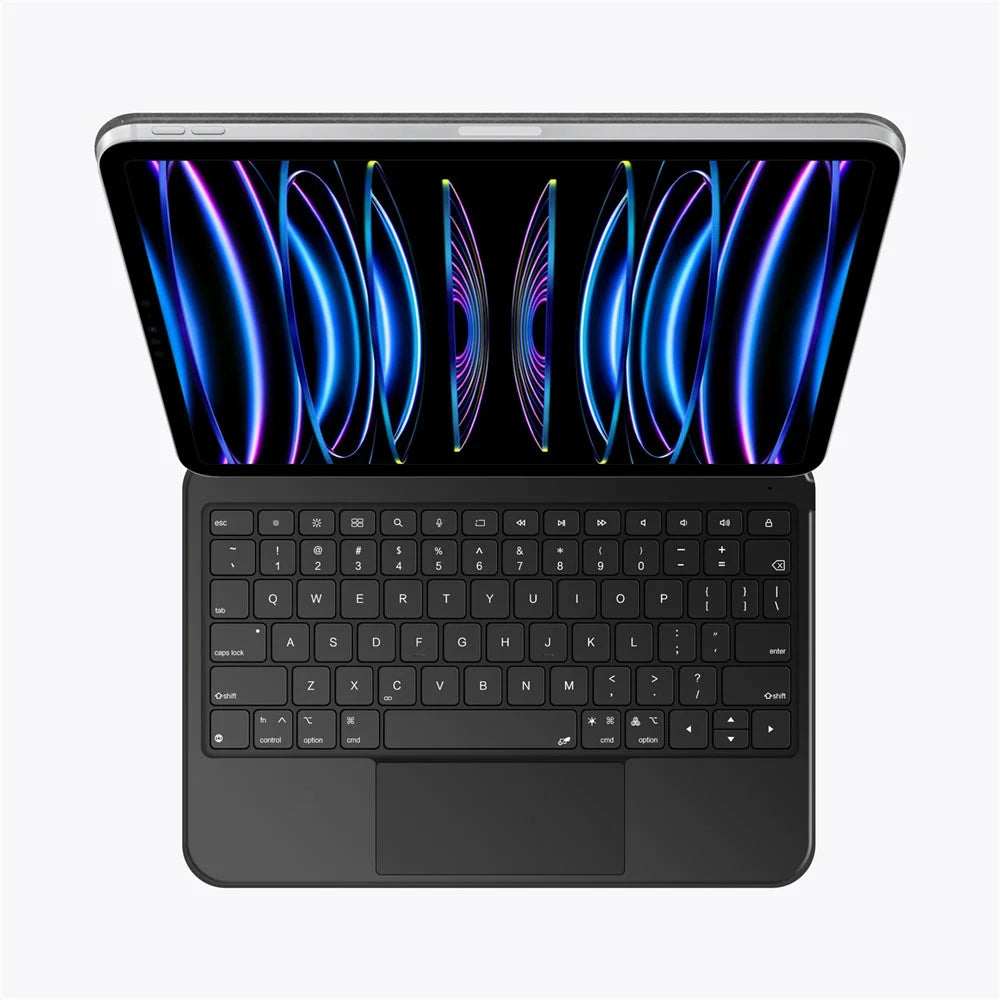 For iPad Pro 13 (2025) / (2024) Leather Case Magnetic Floating Bluetooth-compatible Keyboard with Touchpad - Black - 2