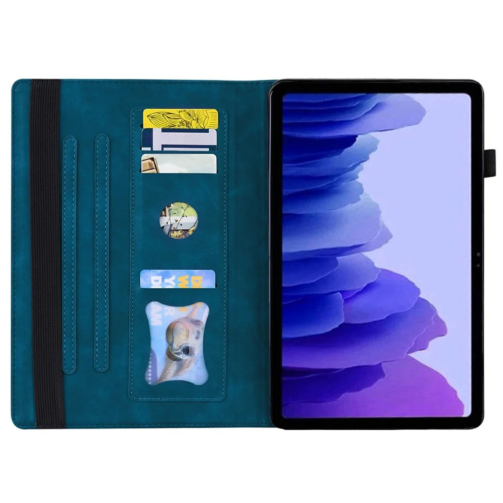 For Realme Pad 3 Case PU Leather Protective Folio Cover with Card Holder - Blue - 2