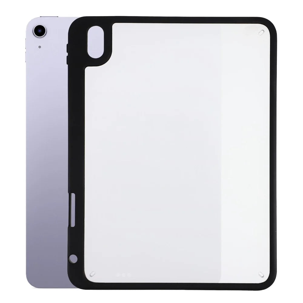 For iPad (2025) / iPad 10.9 (2022) Case Anti Drop Matte PC + TPU Protective Cover with Pencil Holder - Matte Black - 1