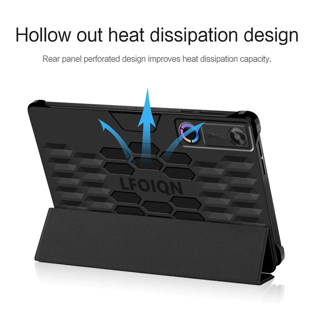 For Lenovo Legion Y700 (Gen 5) Case PU PC Back Trifold Stand Tablet Cover - Black - 4