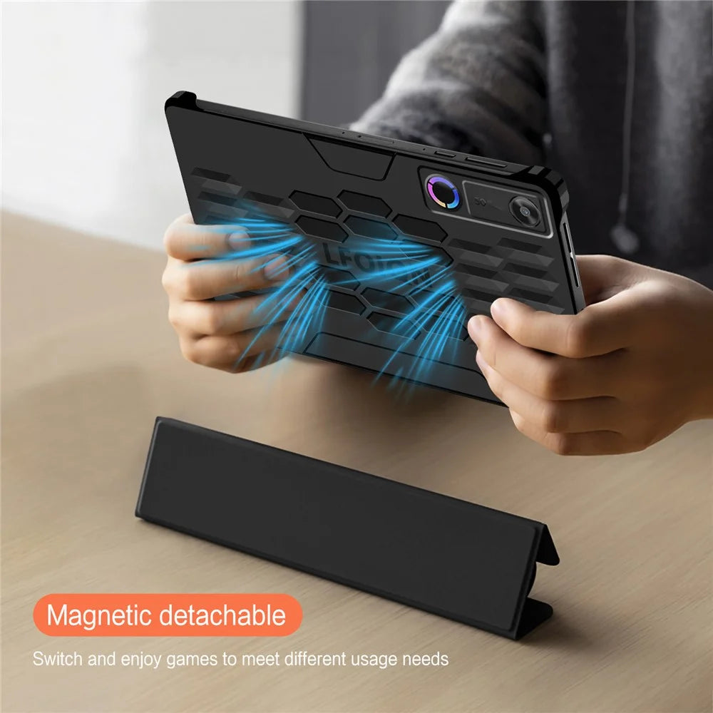 For Lenovo Legion Y700 (Gen 5) Case Stand PC PU Leather Magnetic Detachable Tablet Cover - Black - 7