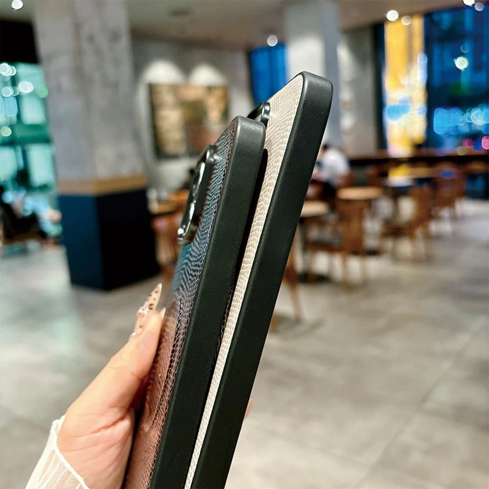 For iPhone 17 Pro Max Magnetic Case X-Patterned TPU PU Leather PC Anti-Drop Phone Cover - Grey - 6