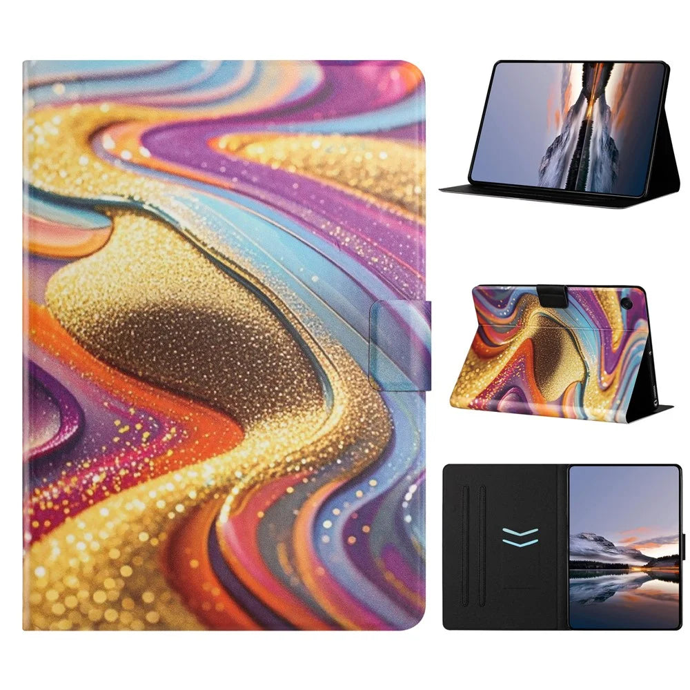 Tablet Case for Samsung Galaxy Tab A8 10.5 (2022)  /  (2021) Litchi Texture TPU + PU Leather Protective Cover - Golden Sand - 1
