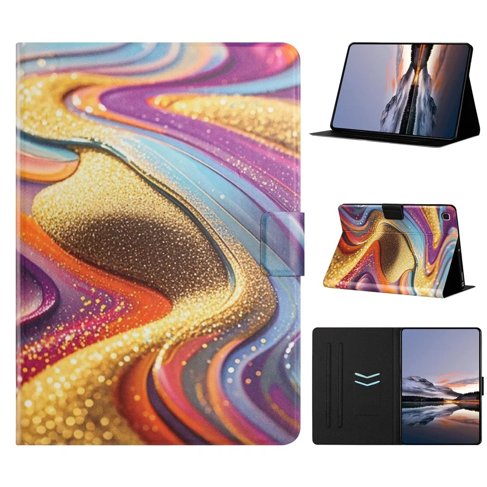 Tablet Case for Samsung Galaxy Tab A7 10.4 (2022)  /  (2020) Litchi Texture TPU + PU Leather Protective Cover - Golden Sand - 1