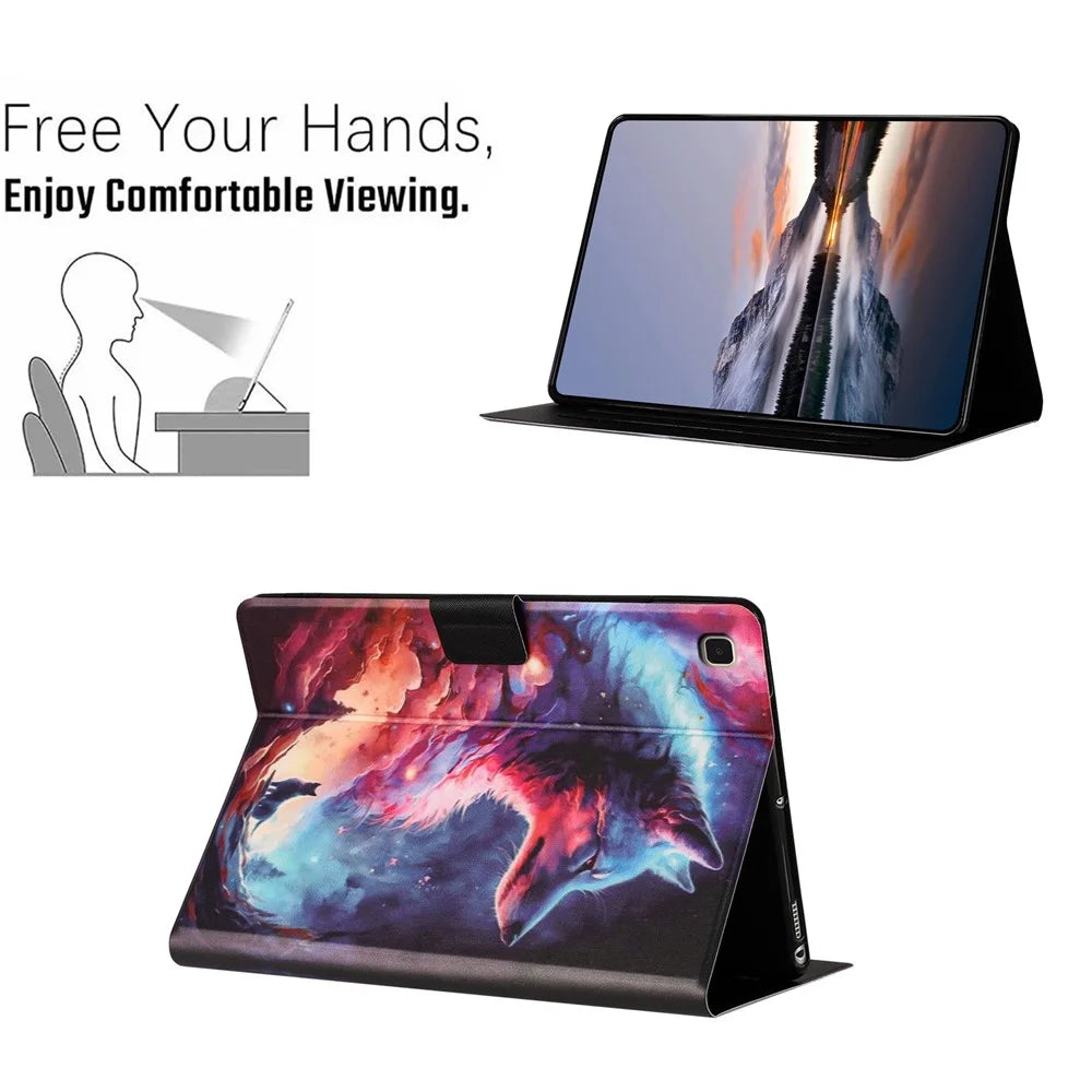 For Samsung Galaxy Tab A 10.1 (2019) Tablet Case Litchi Texture TPU + PU Leather Protective Cover - Colorful Wolf - 5
