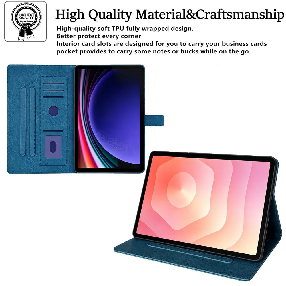 Tablet Case for Amazon Fire HD 8 (2024)  /  (2022)  /  (2020)  /  8 Plus (2022)  /  (2020)  Embossed Magpie Pattern TPU PU Protective Cover with Card Slots - Blue - 6