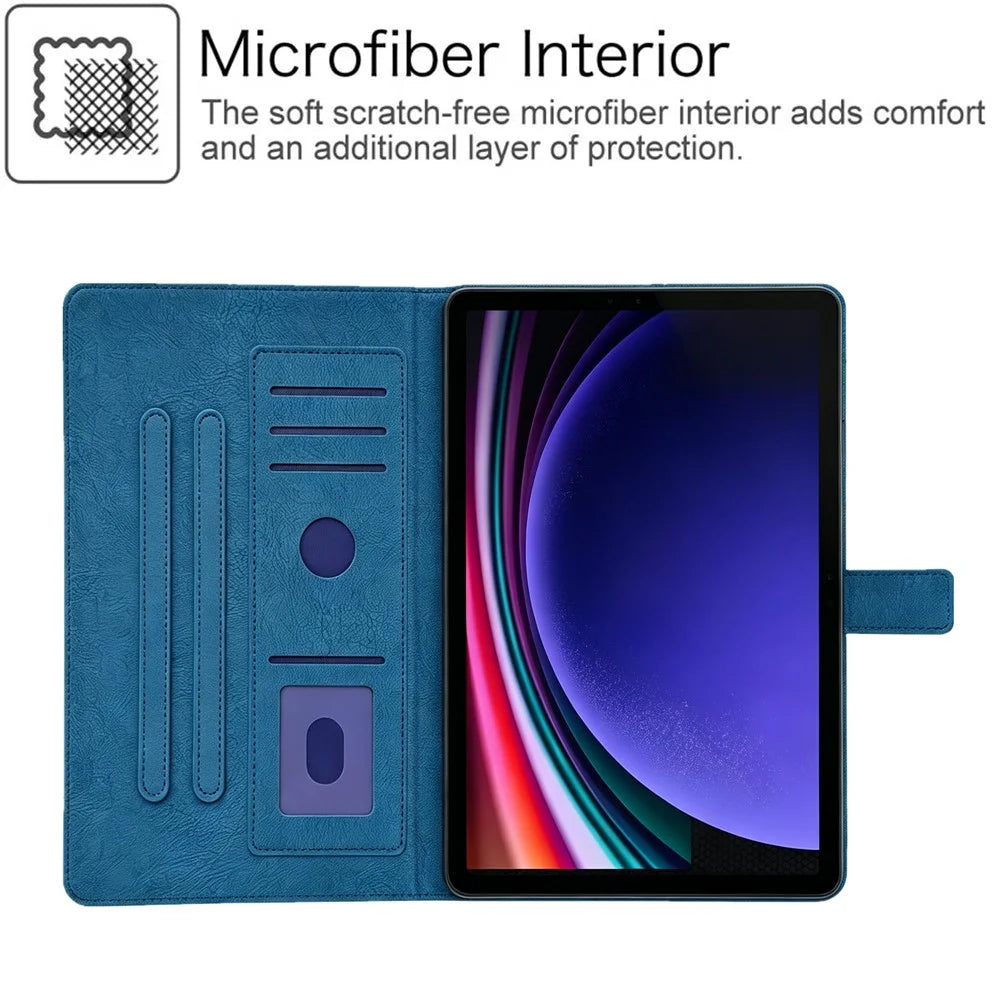 Tablet Case for Amazon Fire HD 8 (2024)  /  (2022)  /  (2020)  /  8 Plus (2022)  /  (2020)  Embossed Magpie Pattern TPU PU Protective Cover with Card Slots - Blue - 7