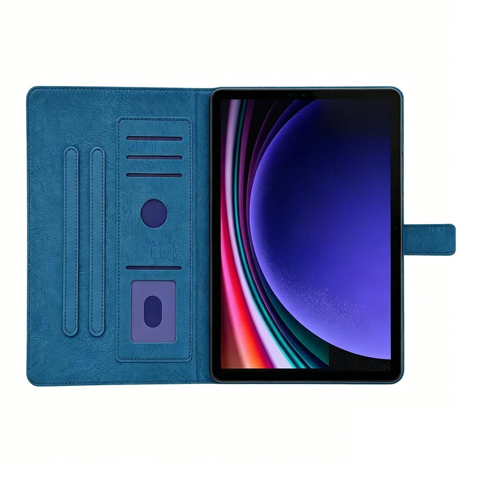 Tablet Case for Samsung Galaxy Tab S9 / S8 / S7 Embossed Magpie Pattern TPU PU Protective Cover with Card Slots - Blue - 2