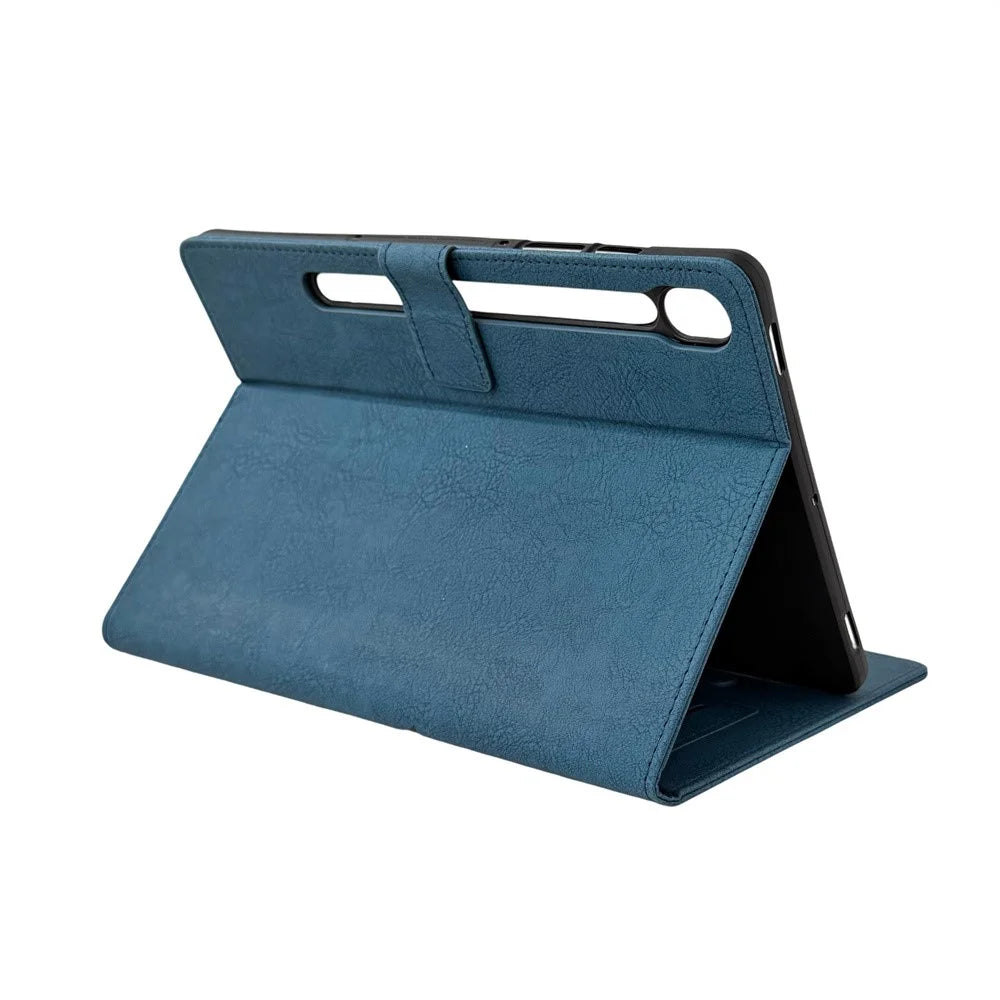 Tablet Case for Samsung Galaxy Tab S9 / S8 / S7 Embossed Magpie Pattern TPU PU Protective Cover with Card Slots - Blue - 4