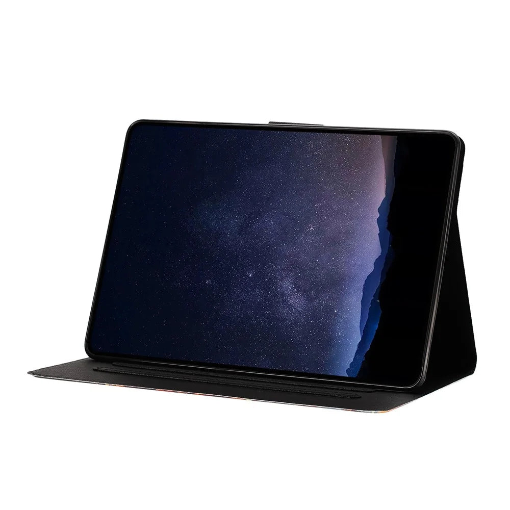 Tablet Case for iPad Pro 11 (2025)  /  (2024) Leather Stand Case with Card Slots Litchi Pattern Magnetic Flip Protective Cover - Colorful Wolf - 2