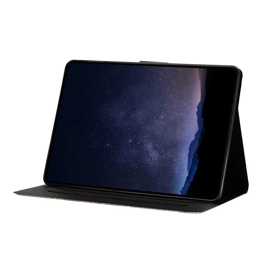 For Lenovo Tab M10 (Gen 3) Tablet Case Leather Stand Case with Card Slots Litchi Pattern Magnetic Flip Protective Cover - Colorful Wolf - 2