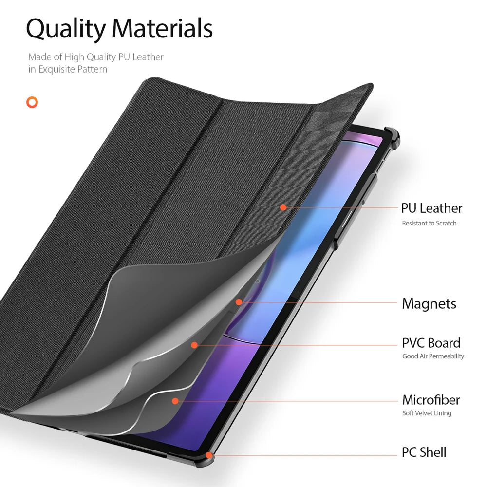 Dux Ducis for Lenovo Idea Tab Pro Gen 2 Case DUX DUCIS Domo Series Tri-fold Stand PU Leather Tablet Cover - Black - 5
