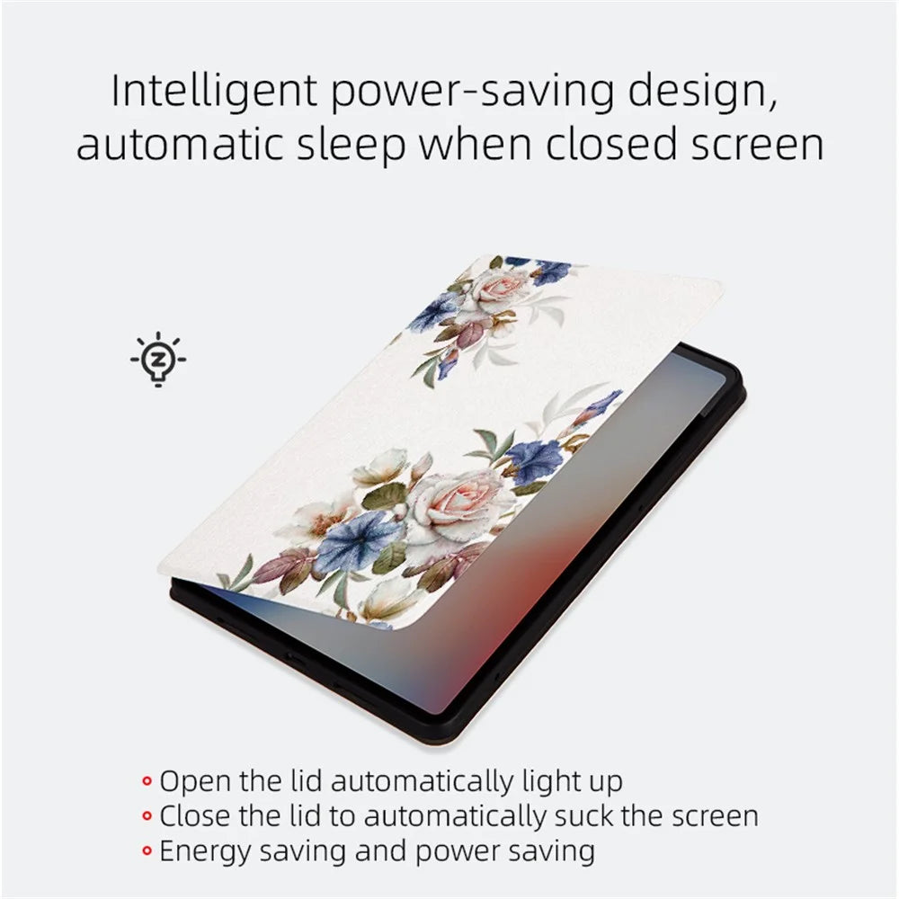For Apple iPad Pro 11 (2018) / (2020) / (2021) / (2022) Stand Design Flower Pattern Printed Folio Flip Tablet Case Anti-scratch Leather Protective Cover - Chinese Rose - 2