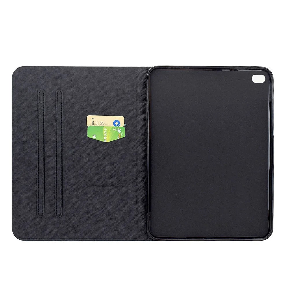 For iPad 9.7-inch (2018) / (2017) Case Pattern Printing Stand Leather Tablet Cover with Card Slots - Starry Night Cat - 2