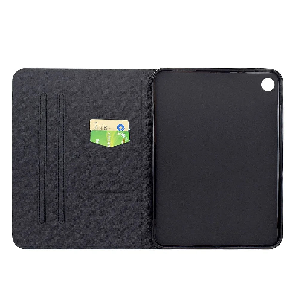 For Samsung Galaxy Tab A9+ Case Pattern Printing Stand Leather Tablet Cover with Card Slots - Starry Night Cat - 2