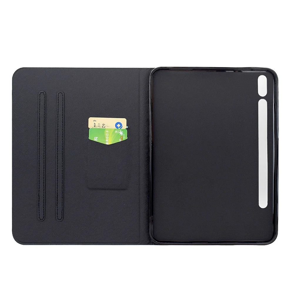 For Samsung Galaxy Tab S10 FE+ Case Pattern Printing Stand Leather Tablet Cover with Card Slots - Starry Night Cat - 2