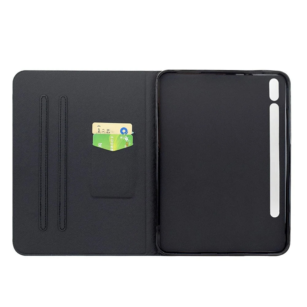 For Samsung Galaxy Tab S9+ Case Pattern Printing Stand Leather Tablet Cover with Card Slots - Starry Night Cat - 2
