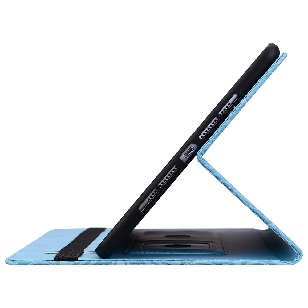 For iPad Pro 11 (2025) / (2024) Case Floral Pattern Folio PU Leather Tablet Cover with Card Slots - Baby Blue - 5