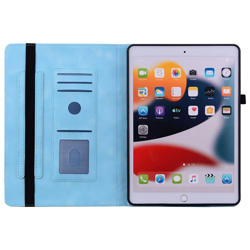 For Samsung Galaxy Tab A11+ Case Floral Pattern Folio PU Leather Tablet Cover with Card Slots - Baby Blue - 2